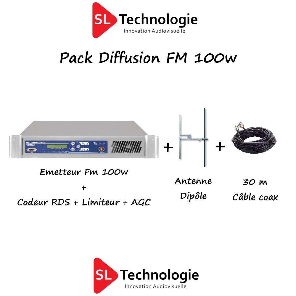 Pack Diffusion FM Émetteur 100w + RDS + Processing