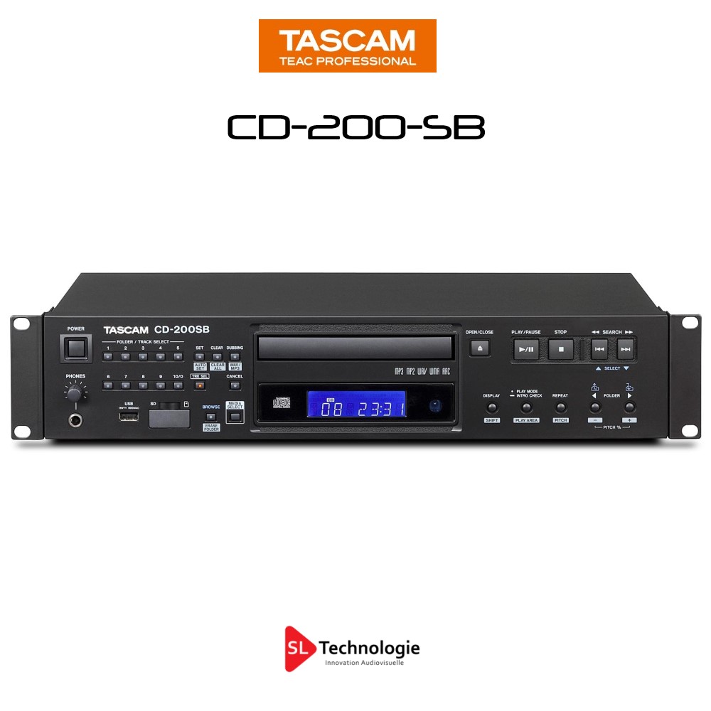 CD-200SB TASCAM Lecteur de CD / supports USB et SD - SL Technologie